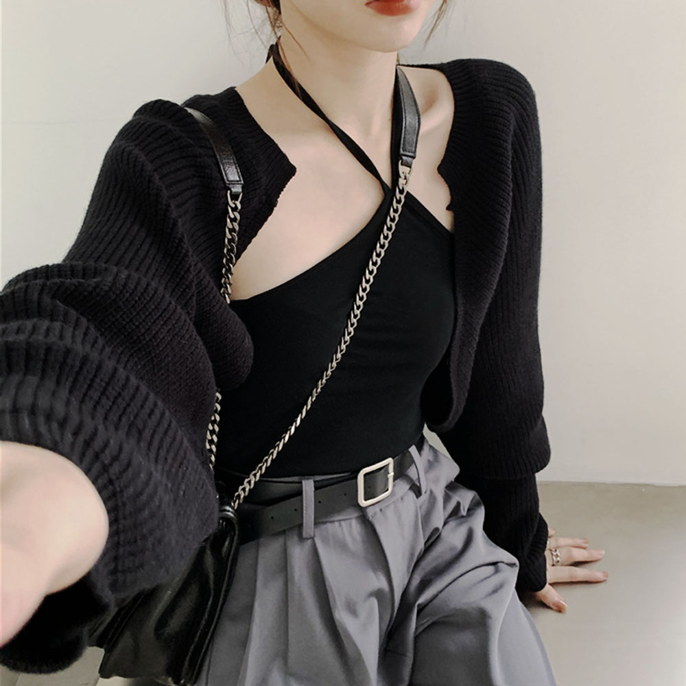 더그랑샵 여성 가을 크롭 니트 볼레로 가디건 오버핏 루즈핏