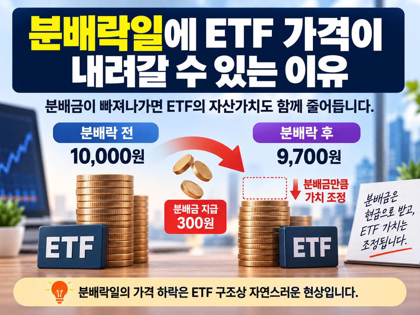 ETF 분배락일 가격 하락 분배금 NAV 가치 조정