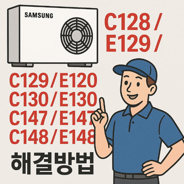 삼성에어컨 에러코드 C128 / E128, C129 / E129, C130 / E130, C147 / E147, C148 / E148 해결방법 - 온도 측정센서 이탈 문제