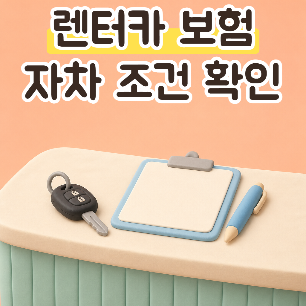 렌터카 열쇠와 계약서가 놓인 대여 사무실 카운터