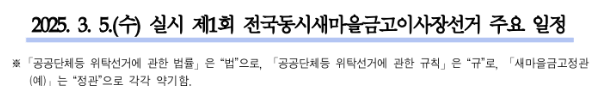 새마을금고 이사장 동시선거