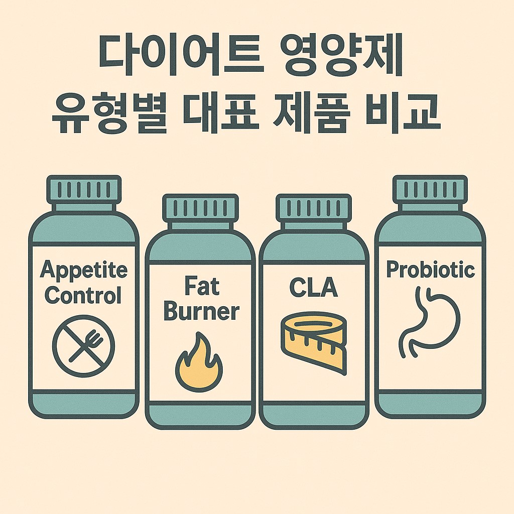 다이어트 영양제 유형별 대표 제품 비교 이미지