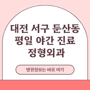 대전 서구 둔산동 평일 야간진료 정형외과 진료 병원