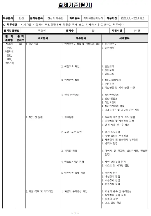 지게차운전기능사-출제기준-이미지