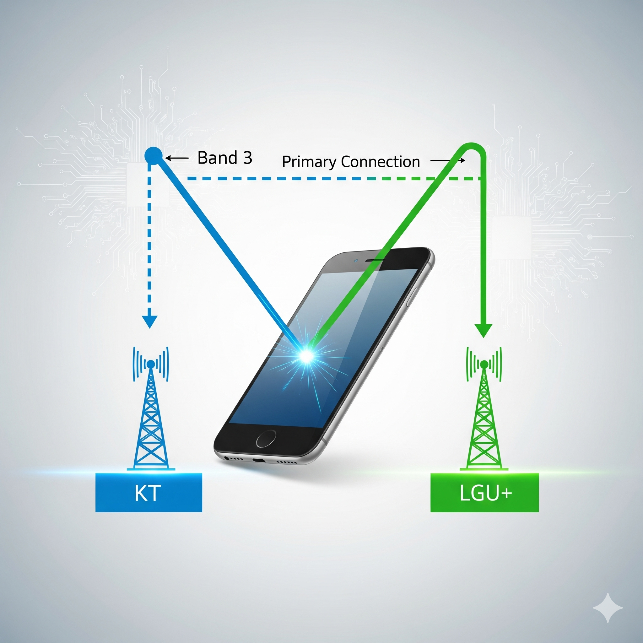 KT 단말 LGU 플러스 사용시 Band3 연결현상?