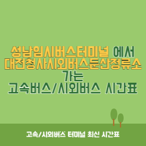 성남임시버스터미널에서 대전청사시외버스둔산정류소 가는 시외버스 시간표 최신정보