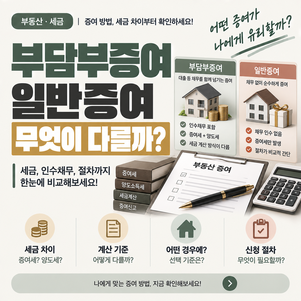 부담부증여와 일반증여 차이를 고민하는 모습