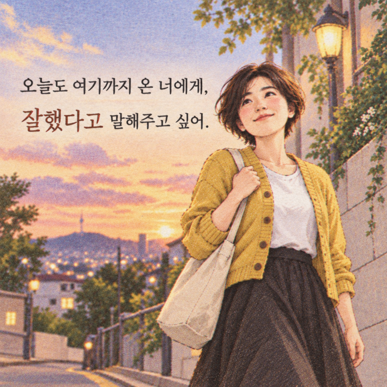 오늘도 여기까지 온 자신에게 잘했다고 말해주는 따뜻한 응원 글귀