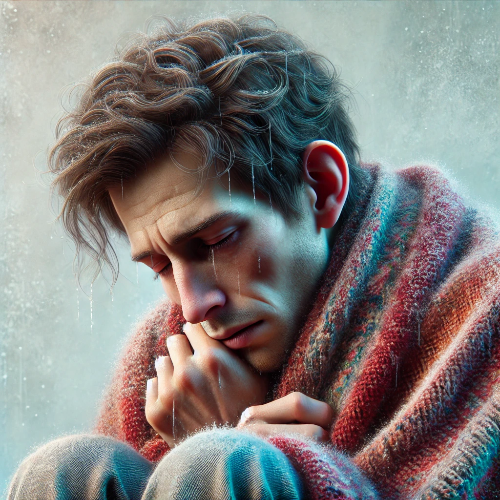 생고구마 섭취후 설사와 오한증상으로 고생하는 있는 모습