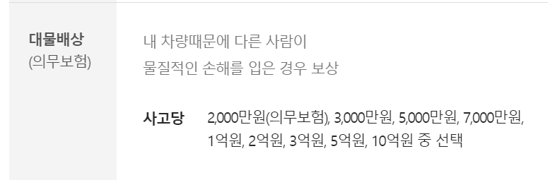 캐롯 자동차보험 보장내용