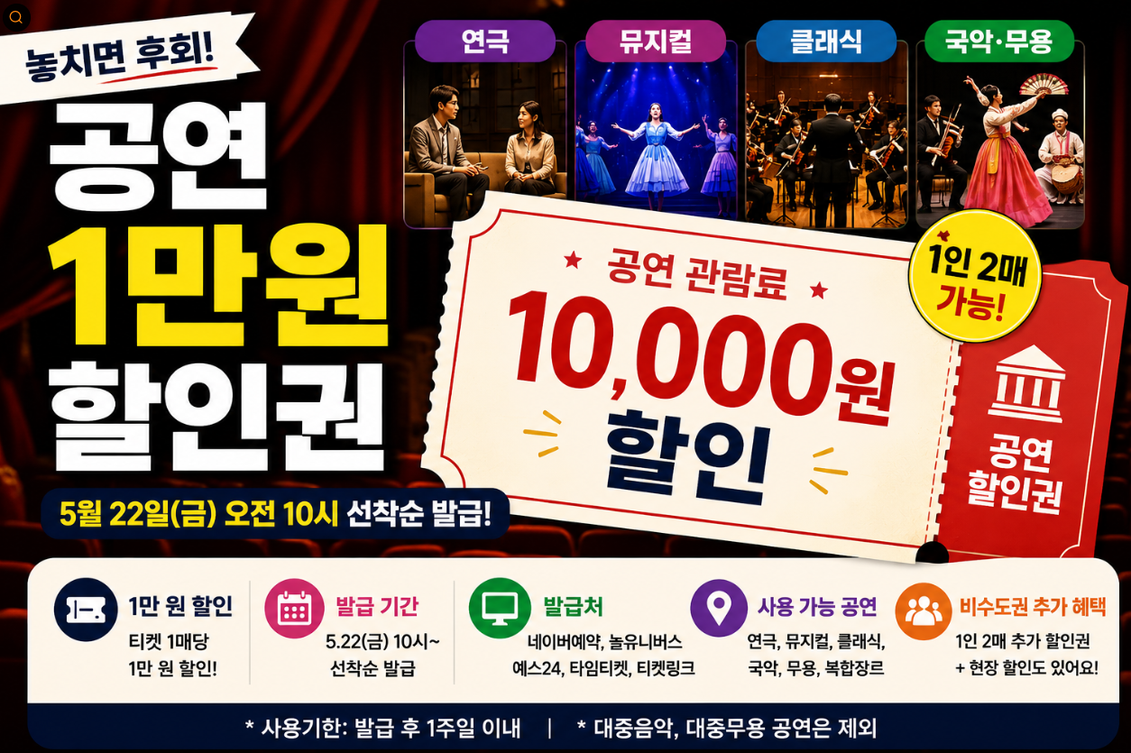 공연 1만원 할인권 신청방법 사용처 총정리