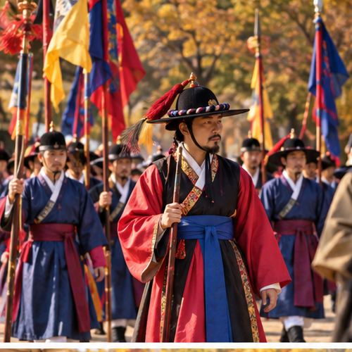 고창모양성제 전통 복장 체험 장면을 설명하는 AI 이미지