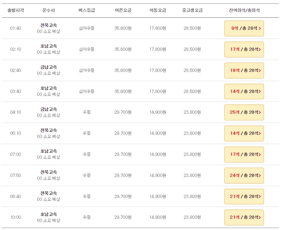 군산 인천공항 리무진 버스 시간표 요금 예약 방법