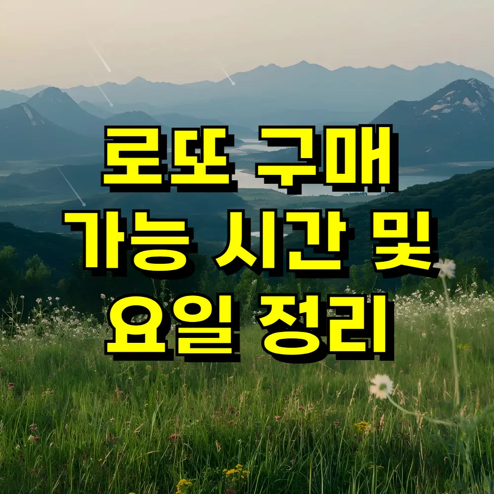 로또 구매 가능 시간 및 요일 정리