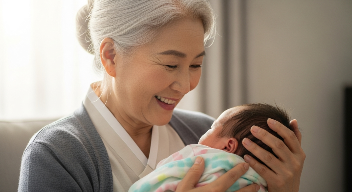 손주 돌보는 할머니