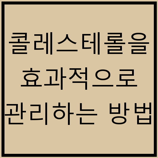 콜레스테롤을 효과적으로 관리하는 방법