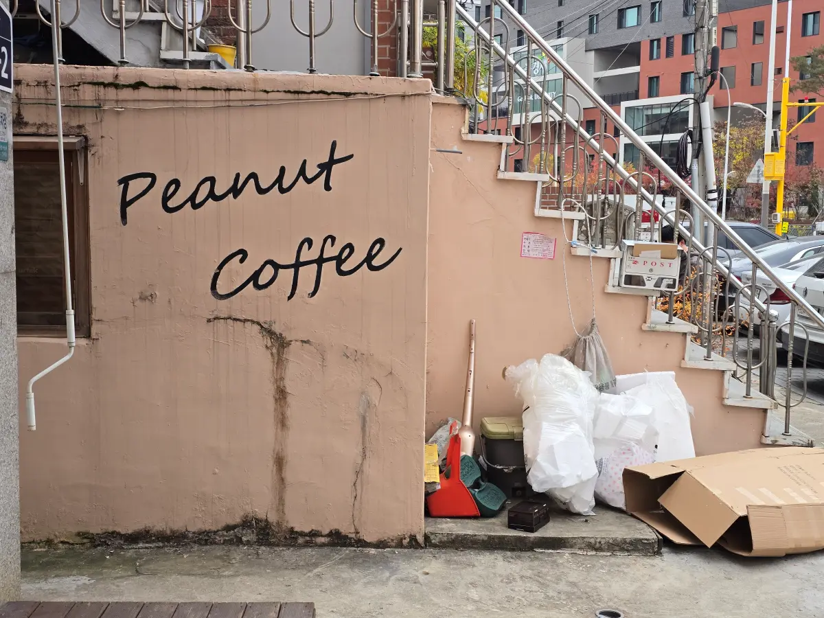 썸네일용 대표이미지(Featured Thumbnail Image): 피넛커피 건물 옆 벽