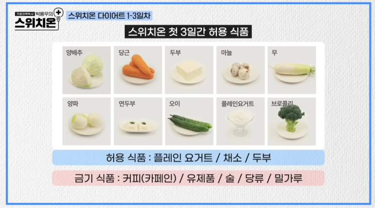 스위치온 다이어트 허용 식품