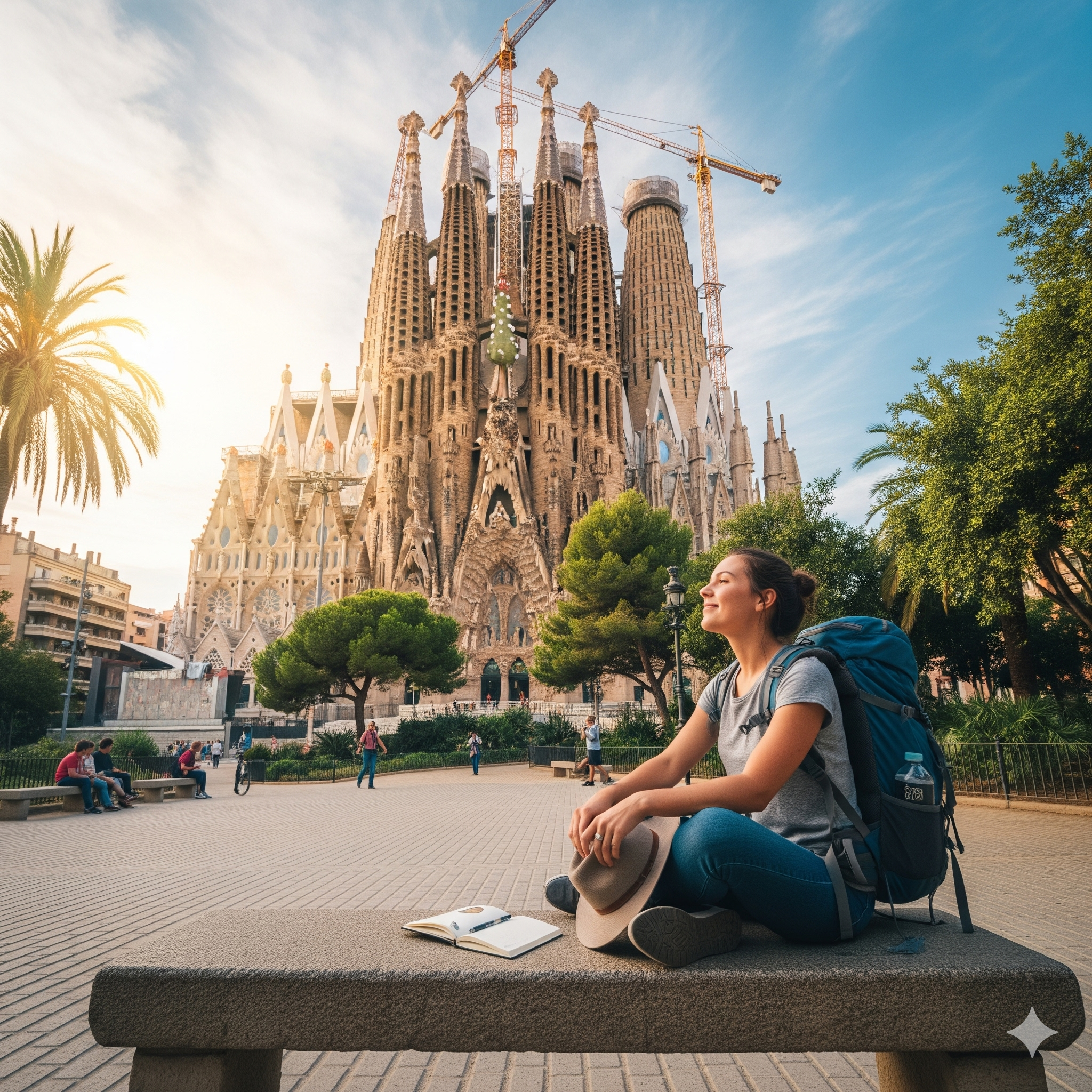 사그라다 파밀리아 성당 앞에서 즐기는 여행자의 하루