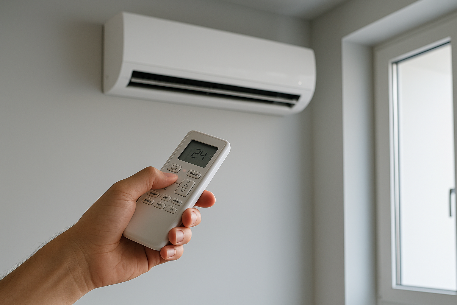 에어컨 켜는 모습