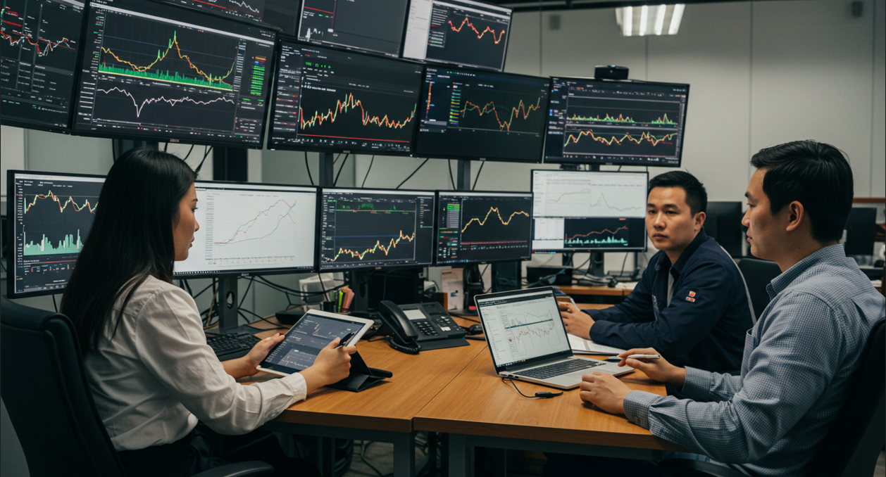 주식 매매 하는 딜러 이미지