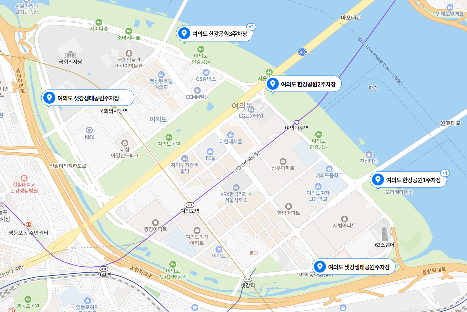 여의도한강공원주차장 보기