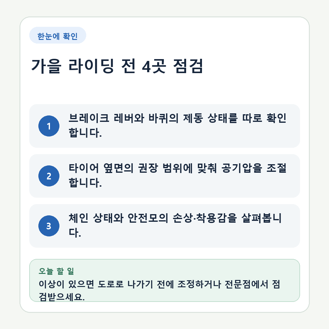 가을 자전거 점검 방법, 브레이크&middot;타이어&middot;체인&middot;안전모 확인하기 핵심 정보