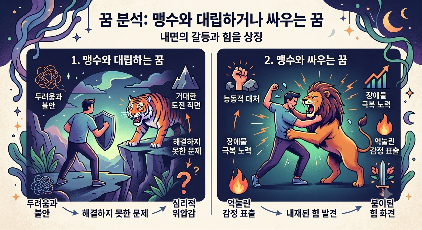 맹수와 대립하거나 싸우는 꿈