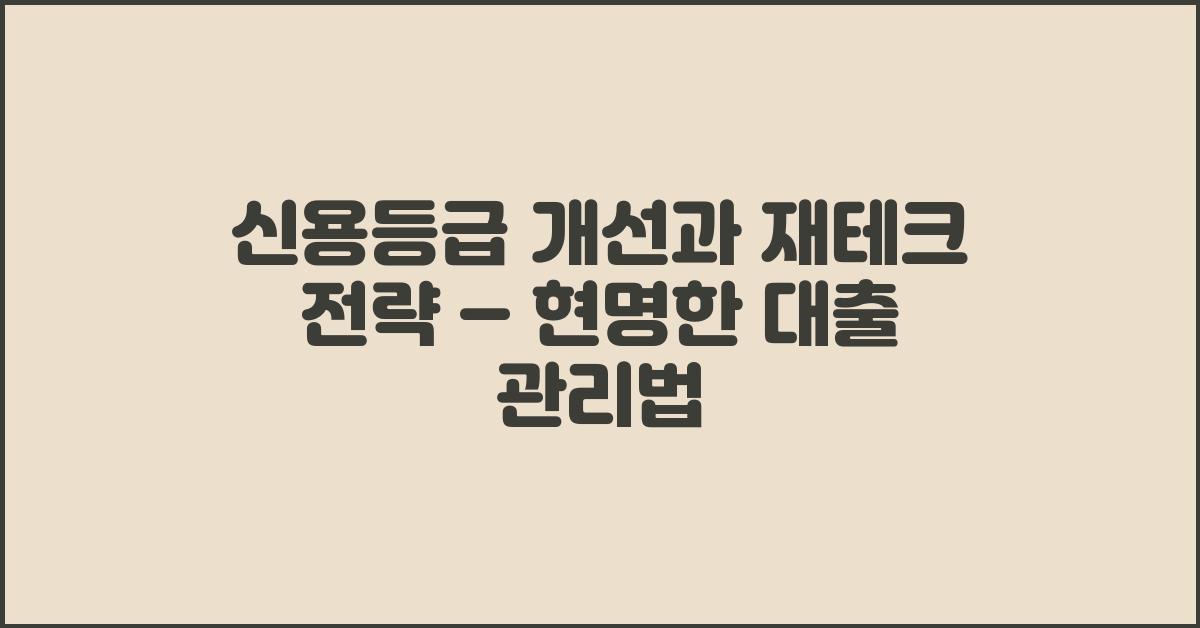 신용등급 개선과 재테크 전략