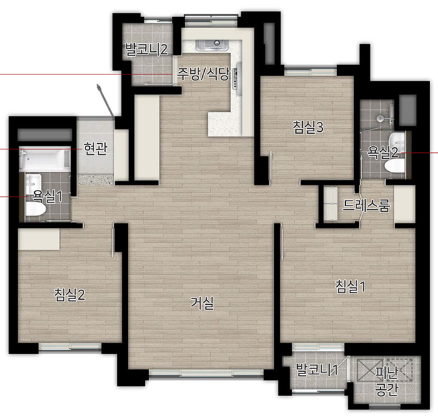힐스테이트-이편한세상-문정-74평면도