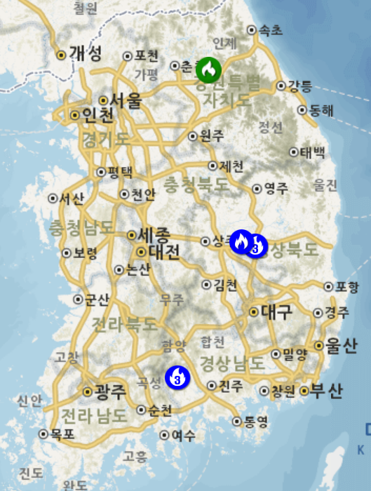 산불 현황 지도 I 실시간 산불정보 I 파주 조리읍 화재 발생! 파주 조리읍 산불 원인