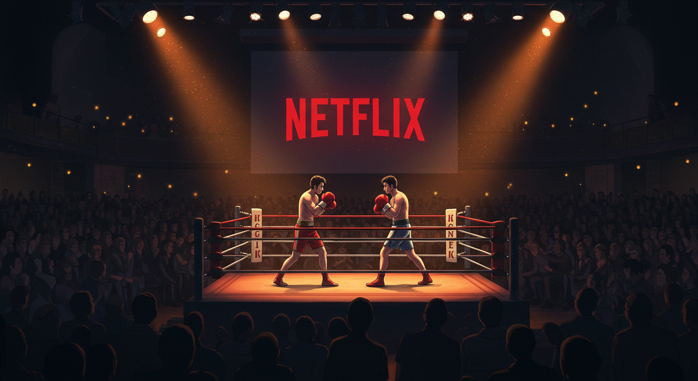 넷플릭스 복싱 생중계를 상징하는 링과 관중 장면