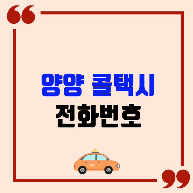 양양 콜택시 전화번호 이용꿀팁