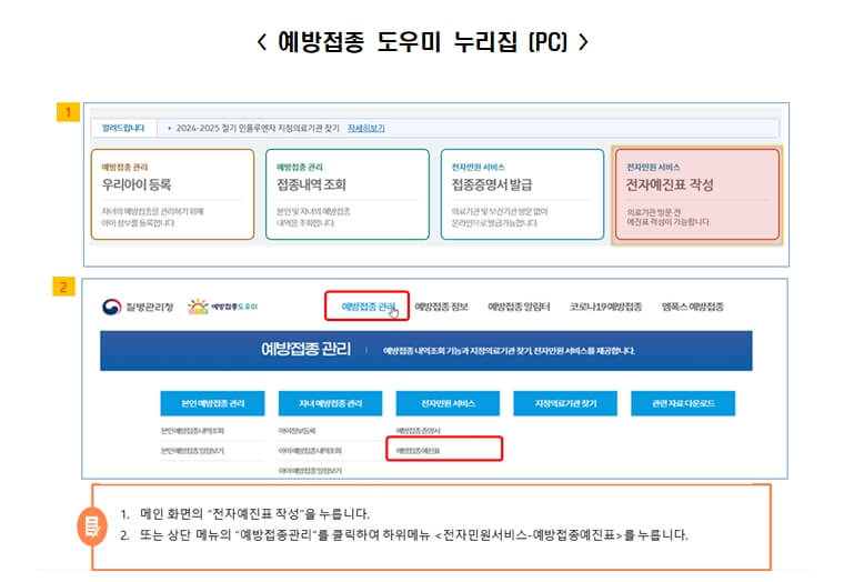 독감예방접종 비용 검색 방법