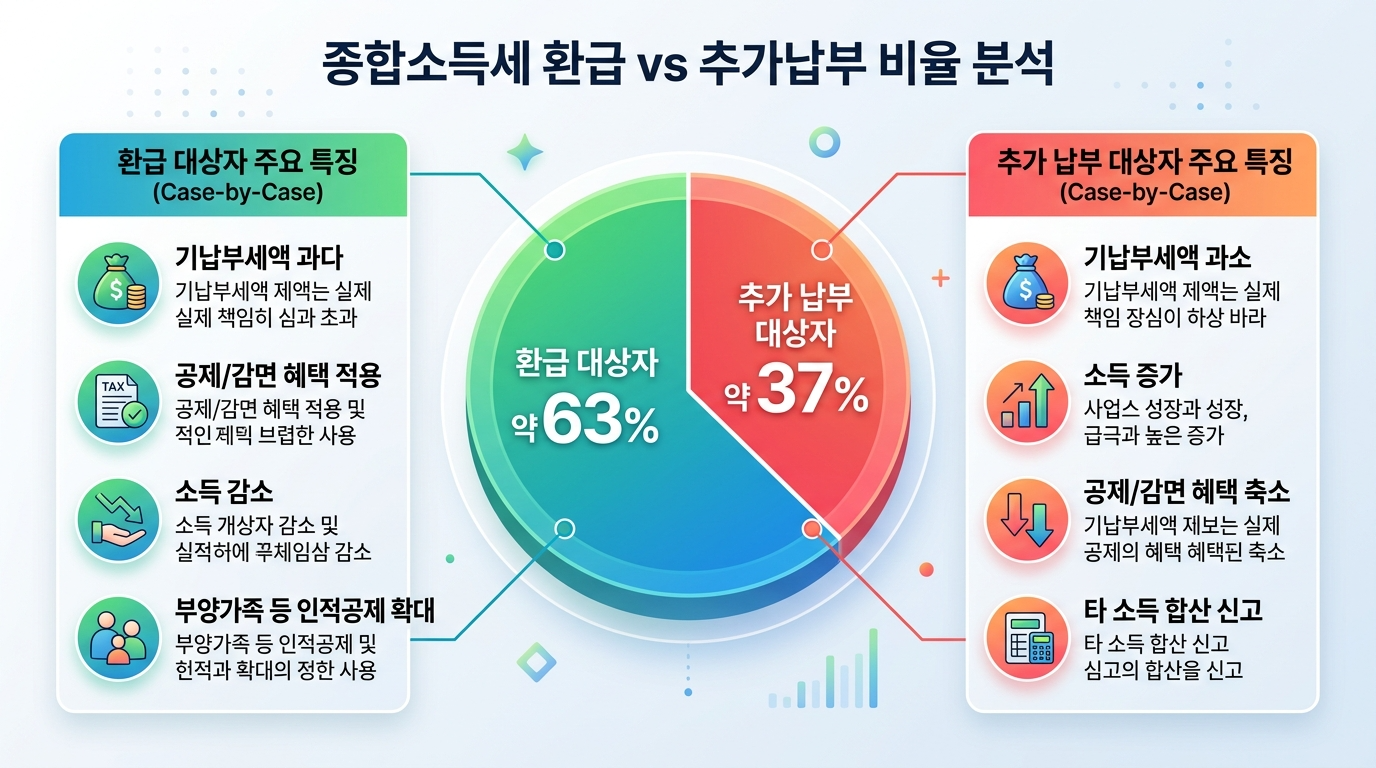 종합소득세 환급 vs 추가납부 비율 분석