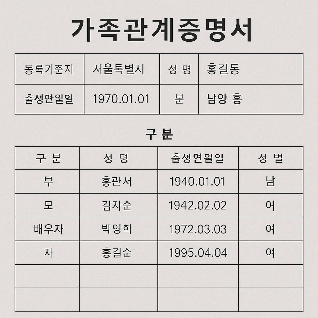 가족 관계 증명서