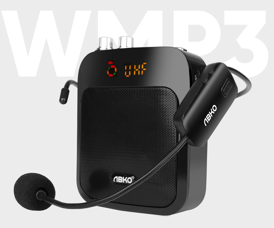 ABKO WMP3 휴대용 UHF 무선 마이크 스피커 세트
