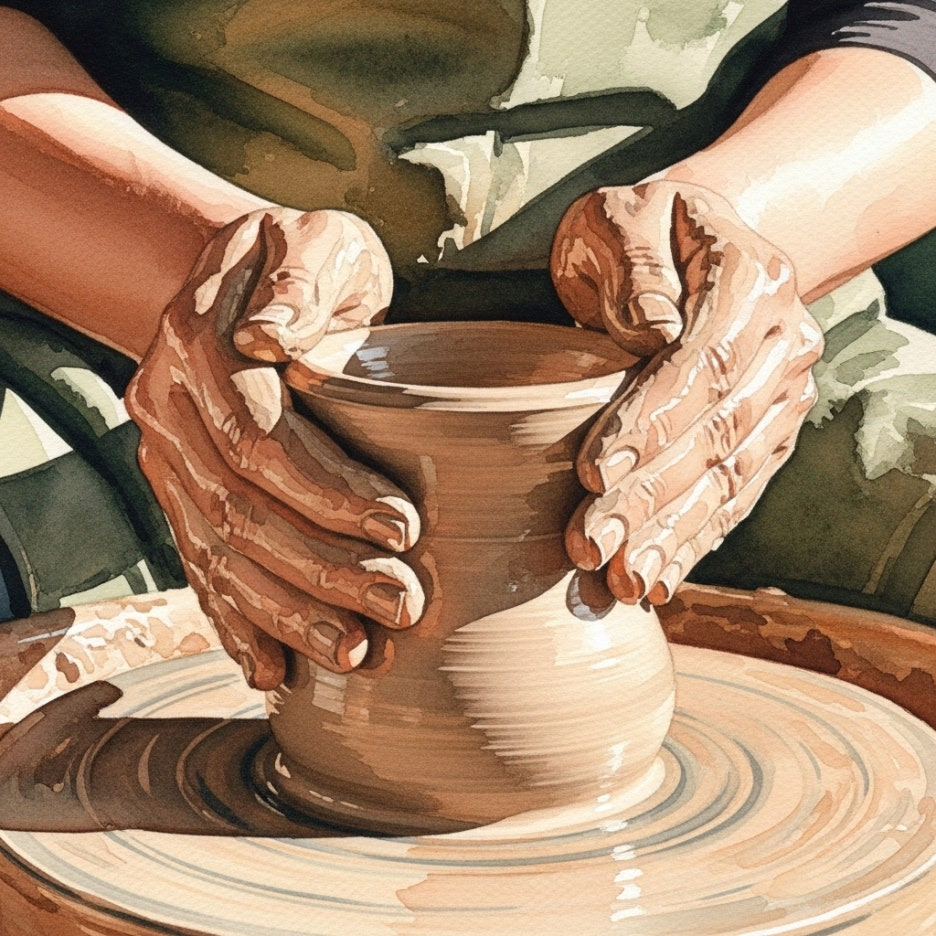 물레 위에서 흙을 빚는 섬세한 손길