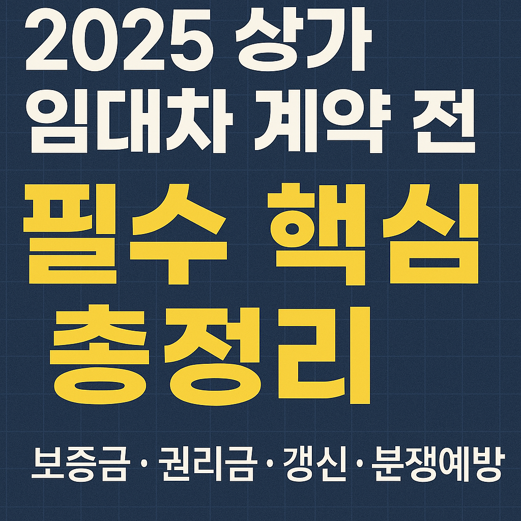 2025 상가 임대차 계약 전 필수 핵심 총정리 (보증금&middot;권리금&middot;갱신&middot;분쟁 예방법)