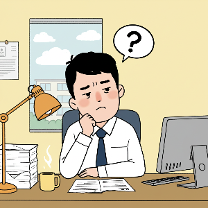 신중하게 보험 가입을 고민하고 있는 모습