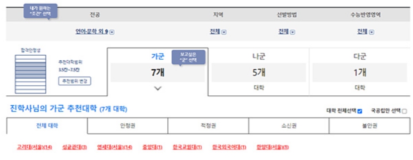 진학사 정시합격예측 컨설팅