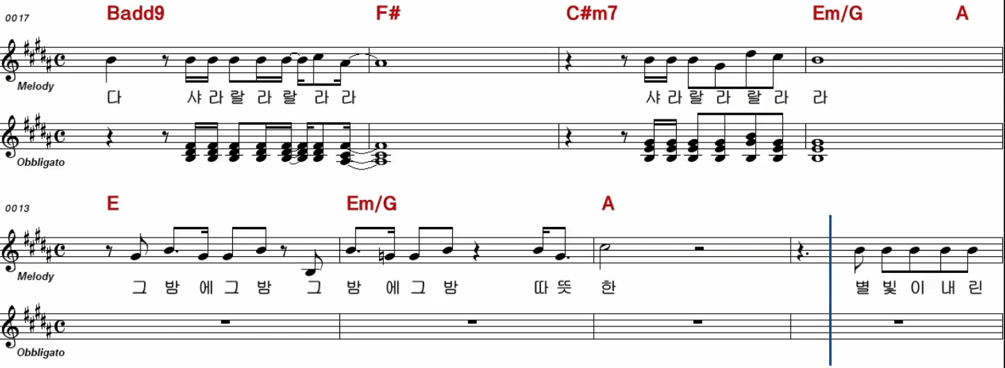 안녕바다 별빛이 내린다 악보
