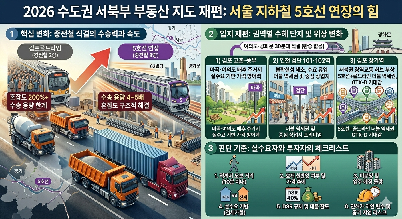 5호선 김포·검단 연장 예타 통과, 역별 수혜 단지와 투자 판단 기준