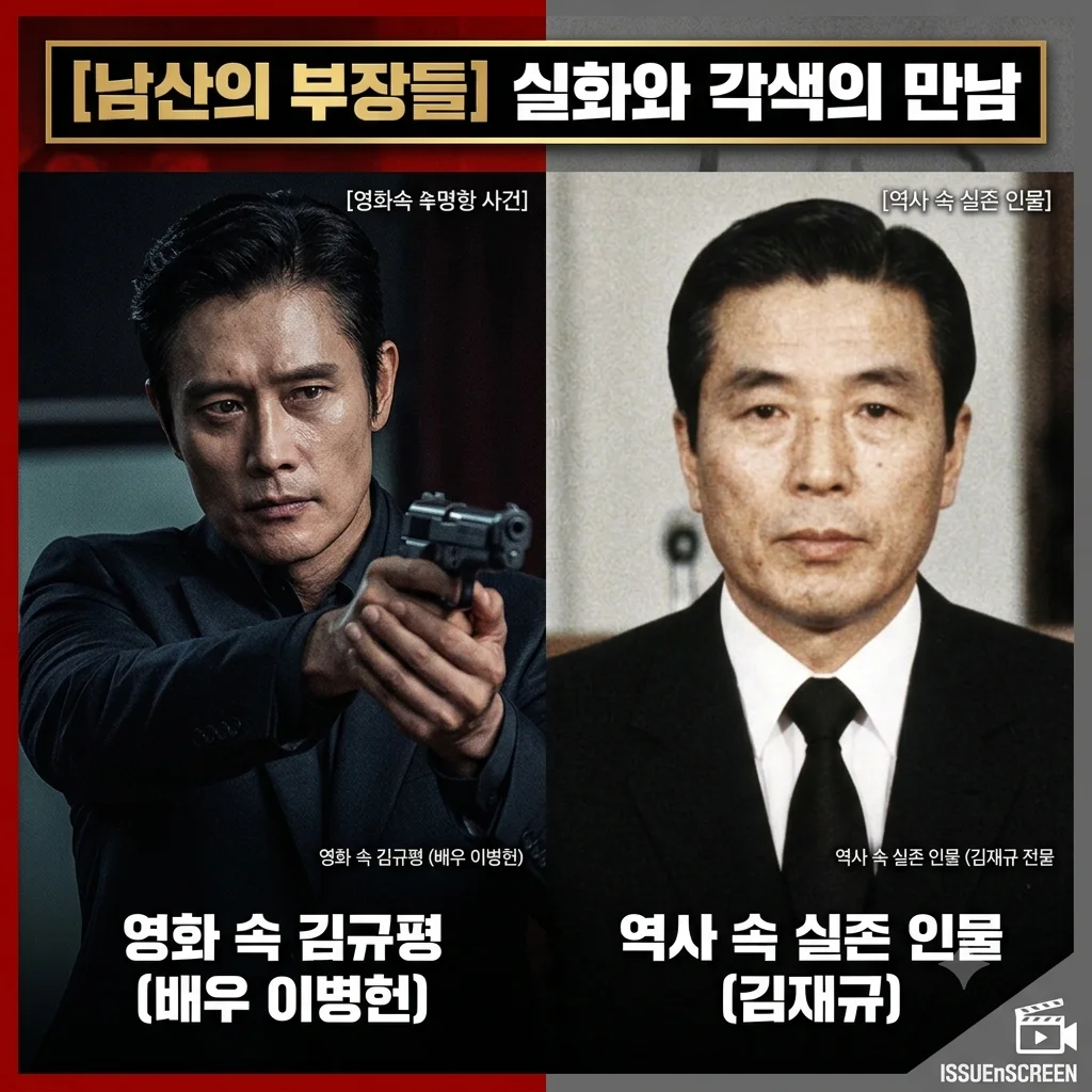 영화 남산의 부장들 김규평 역 이병헌과 중앙정보부장 김재규 비교 사진