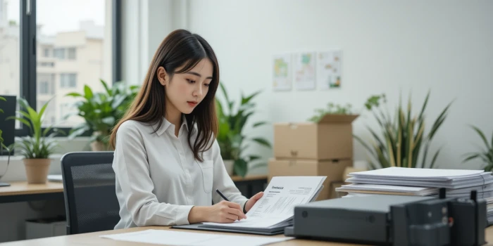 배송 전표 출력 중인 온라인 판매자