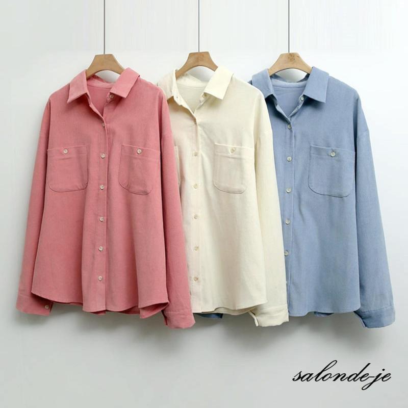 여성 코듀로이셔츠 포켓 골덴남방 여성겨울셔츠 블라우스