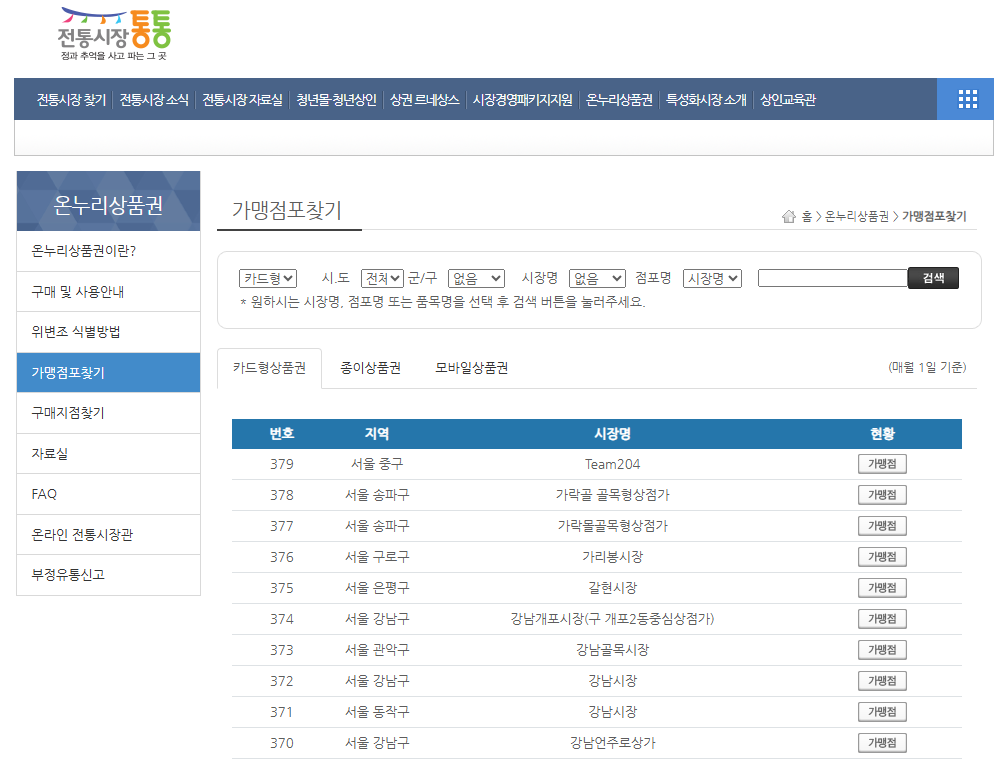 온누리상품권 사용처 알아보기