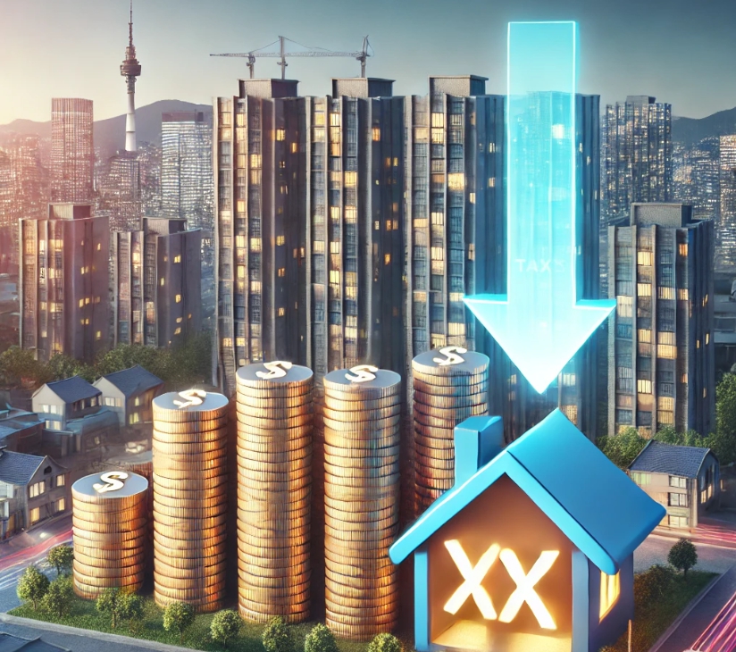 다주택자 세금 완화를 상징적으로 표현한 그림