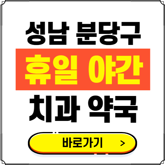 성남 분당구 휴일 치과 병원 진료하는 곳 ❘ 365일 일요일 야간 주말 문여는 약국 찾기