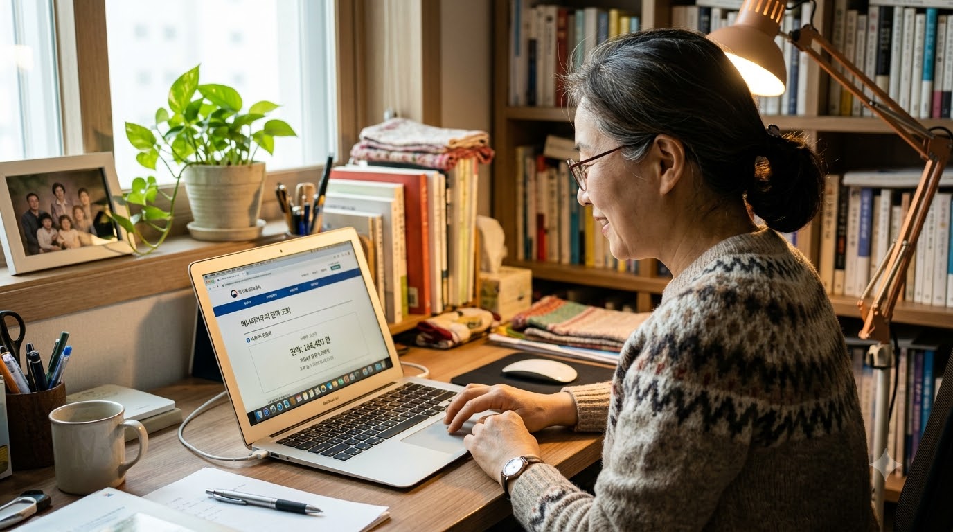 alt="에너지바우처 공식 홈페이지에서 잔액을 조회하는 모습"